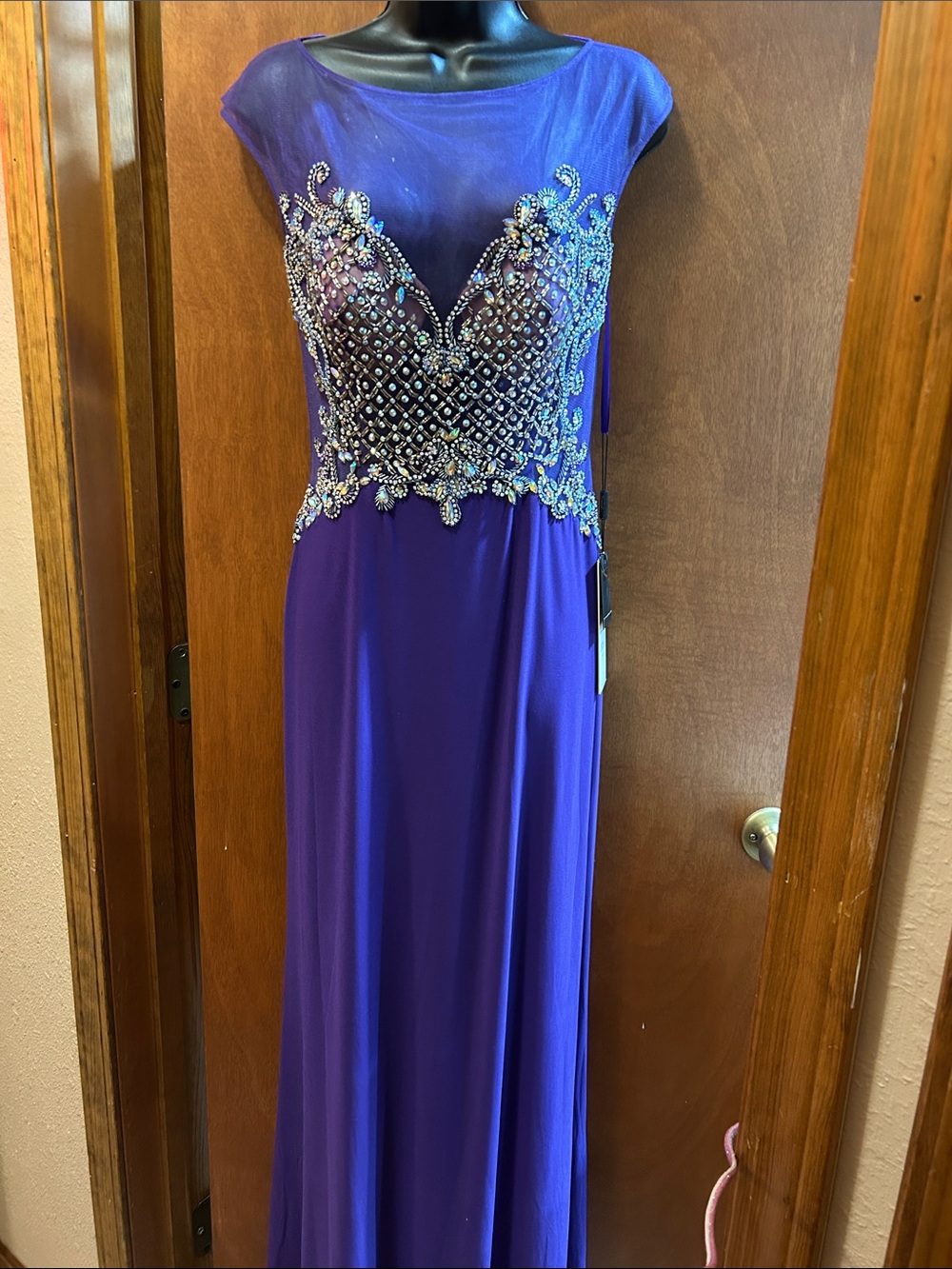 Elegant Purple Beaded Special Occasion Gown